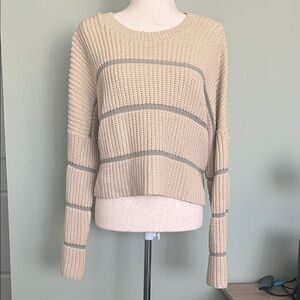 moon & madison Cream and Gray Striped Sweater - NWOT